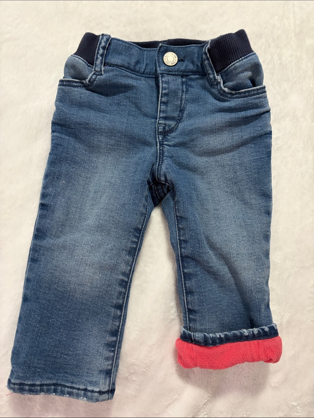 GAP Blue Denim Jogger Pants with Pink Lining